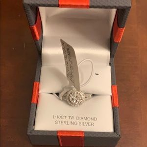 Diamond Cluster Ring in Sterling Silver 1/10 CT TW